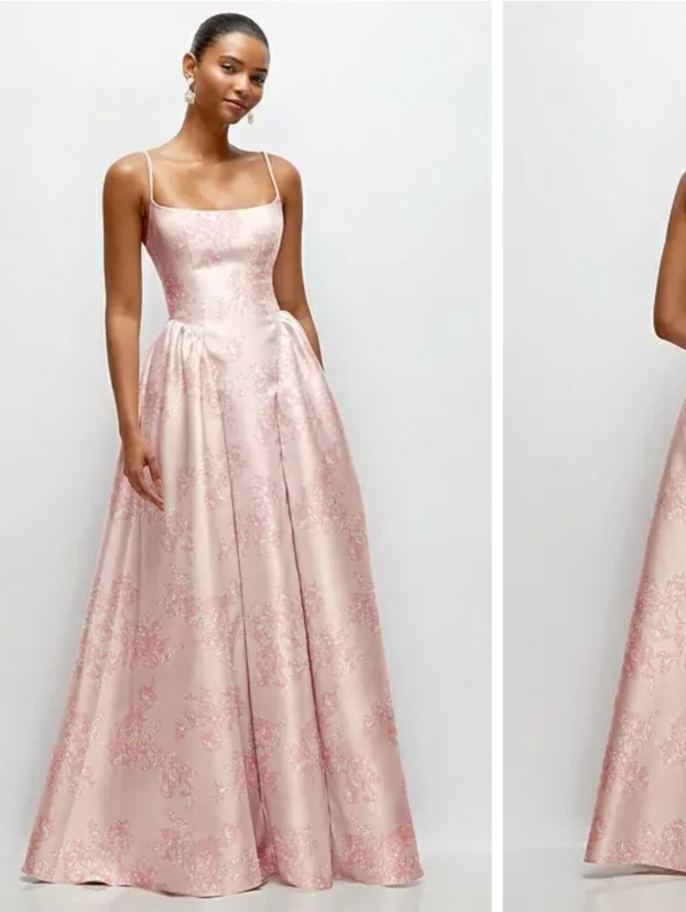 Scoop Neck Dessy Collection Pink Floral Maxi Dress ONLY WORN ONCE size 4 R